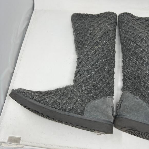 Ugg Australia Knit Sweater Boot Gray Casual Tall - 10 - Picture 4 of 9